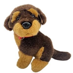 Vtg Paul Import Puppy Dog Plush 9" Hamburg Germany Stuffed Animal 2-Tone Brown